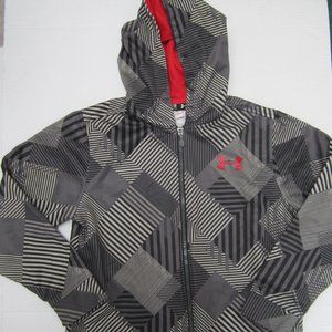 Under Armour Zip front Loose Fit YMD Youth Medium Hoodie Jacket Gray pattern